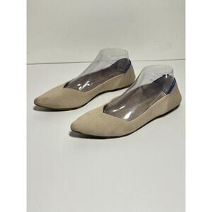 Pointed Toe Women's Flats in Beige with Subtle Blue Trim
